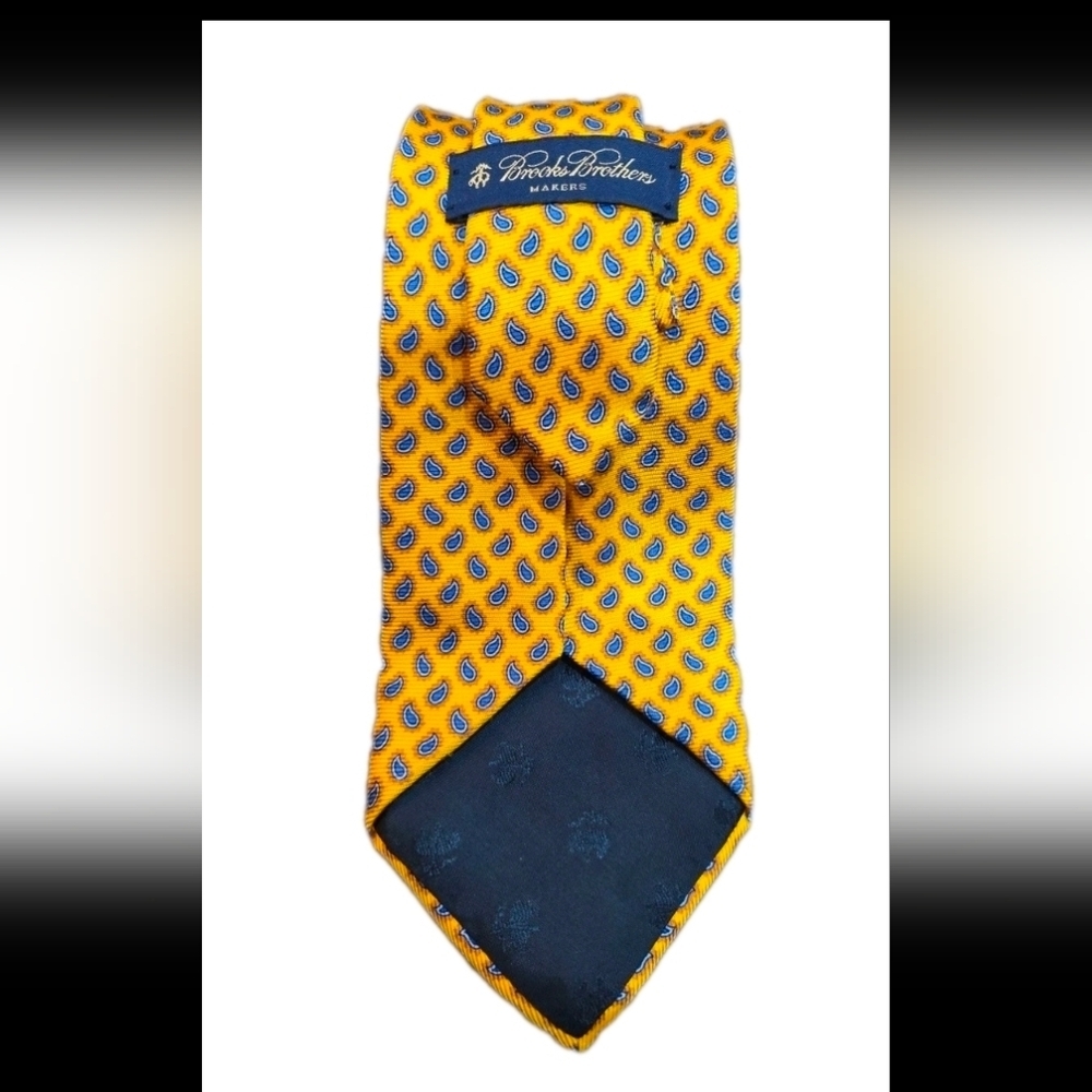 Brooks Brothers Yellow and Blue Patterned Tie - Picture 2 of 2